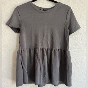 Gray ZARA small Women's Peplum baby doll Top